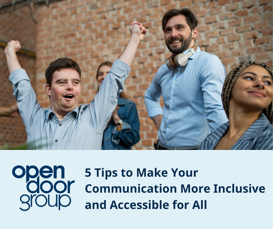 a group of people with their arms up in the air to celebrate in an inclusive workplace